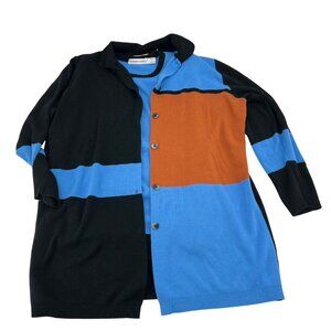 Karen Lessly Colorblock Cardigan & Sleeveless Top Set L Black/Blue/Orange size L